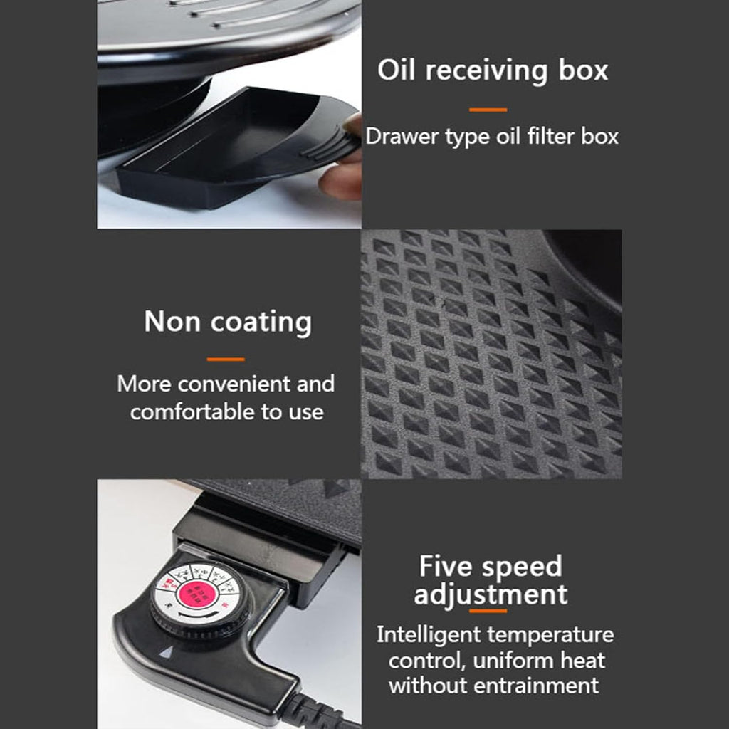 Electric Smokeless Non-Stick, Removable Hotpot Pot, Korean Barbecue Pan Indoor for 5-6 People Independent Dual Temperature Control Fast Heating