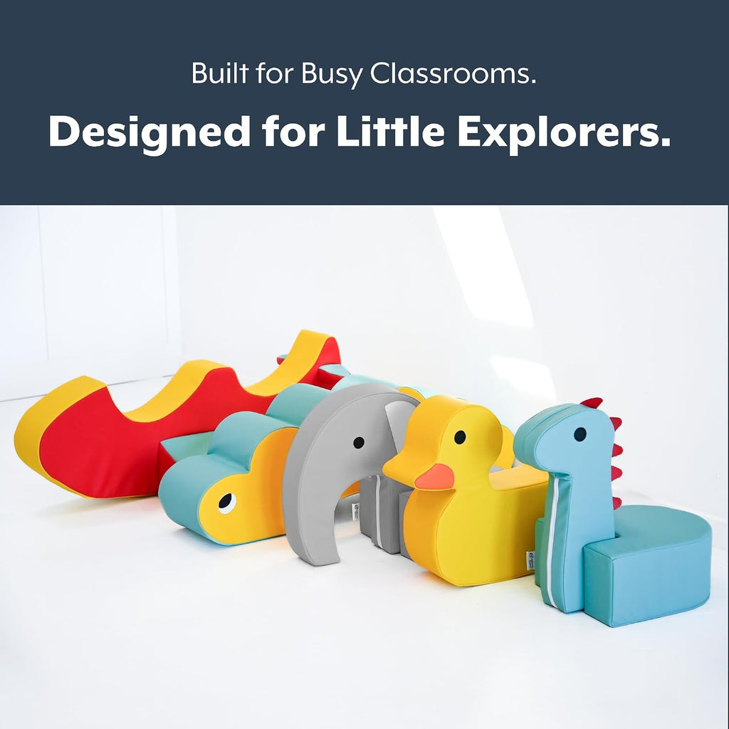 Children's Factory Rocket the Double Airplane, Red and Yellow Foam Kids Stool, Toddler Soft Seating Chair for Daycare, Preschool and Home, Lightweight and Easy to Clean, Little Explorers Collection