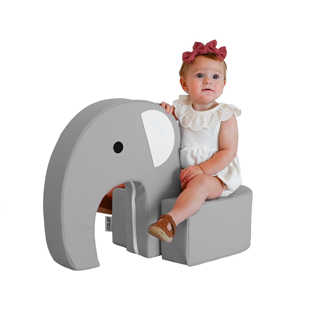Children's Factory Emmy The Elephant Seat, Gray Foam Kids Stool, Toddler Soft Seating Chair for Daycare, Preschool and Home, Lightweight and Easy to Clean, Little Explorers Collection