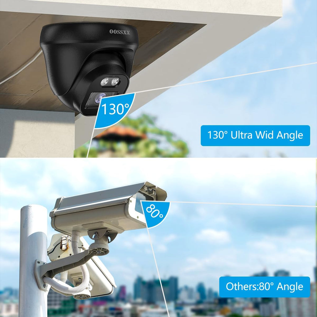 OOSSXX (2026 Update) 4K PoE Security Camera System, 4 Wired Dome Cameras Outdoor Indoor, 130° Wide Angle, 8CH NVR with 3TB HDD, Built-in Mic, Free App Remote Access, No Monthly Fee, 90 Days Recording