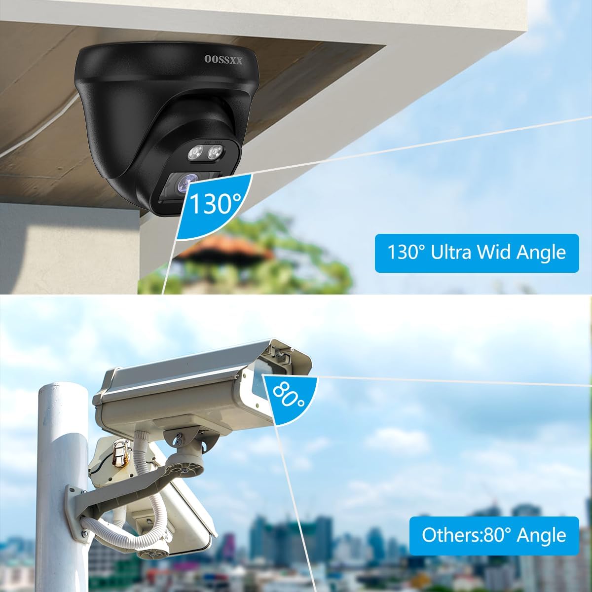 OOSSXX (2026 Update) 4K PoE Security Camera System, 4 Wired Dome Cameras Outdoor Indoor, 130° Wide Angle, 8CH NVR with 3TB HDD, Built-in Mic, Free App Remote Access, No Monthly Fee, 90 Days Recording
