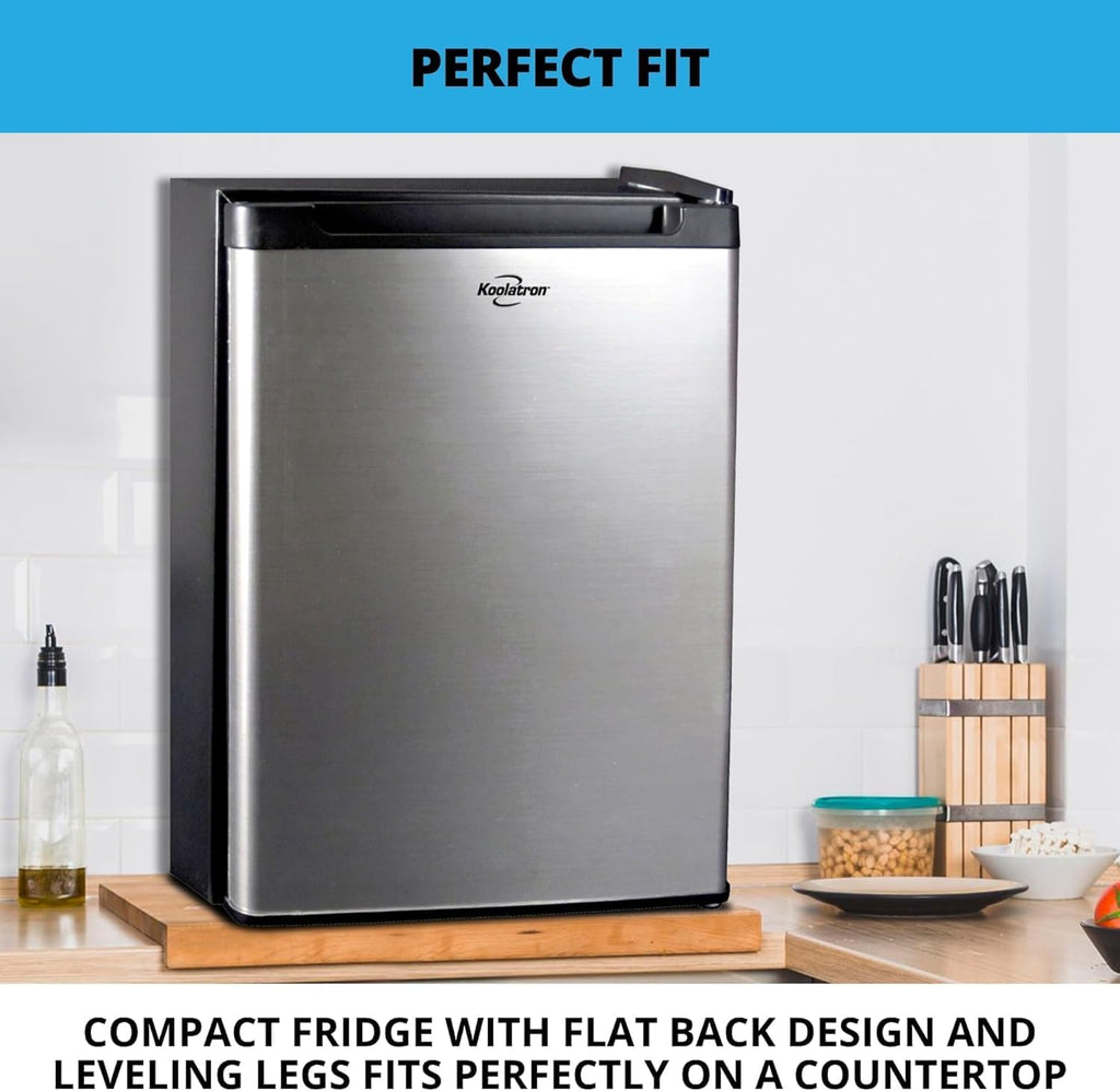 Koolatron 12V / 110V Refrigerator - Mini Fridge for Trucks Cool Storage for Kitchen Bedroom Office Travel Camping Dorms Compact Free Standing Neveras Pequeñpara Apartment 1.76 cu.ft - Black