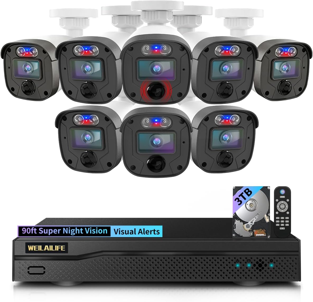 【122° Wide-Angle】 Outdoor Wired Security Camera System, Home Video Surveillance Systems, CCTV Cameras for Home, DVR Surveillance Kits