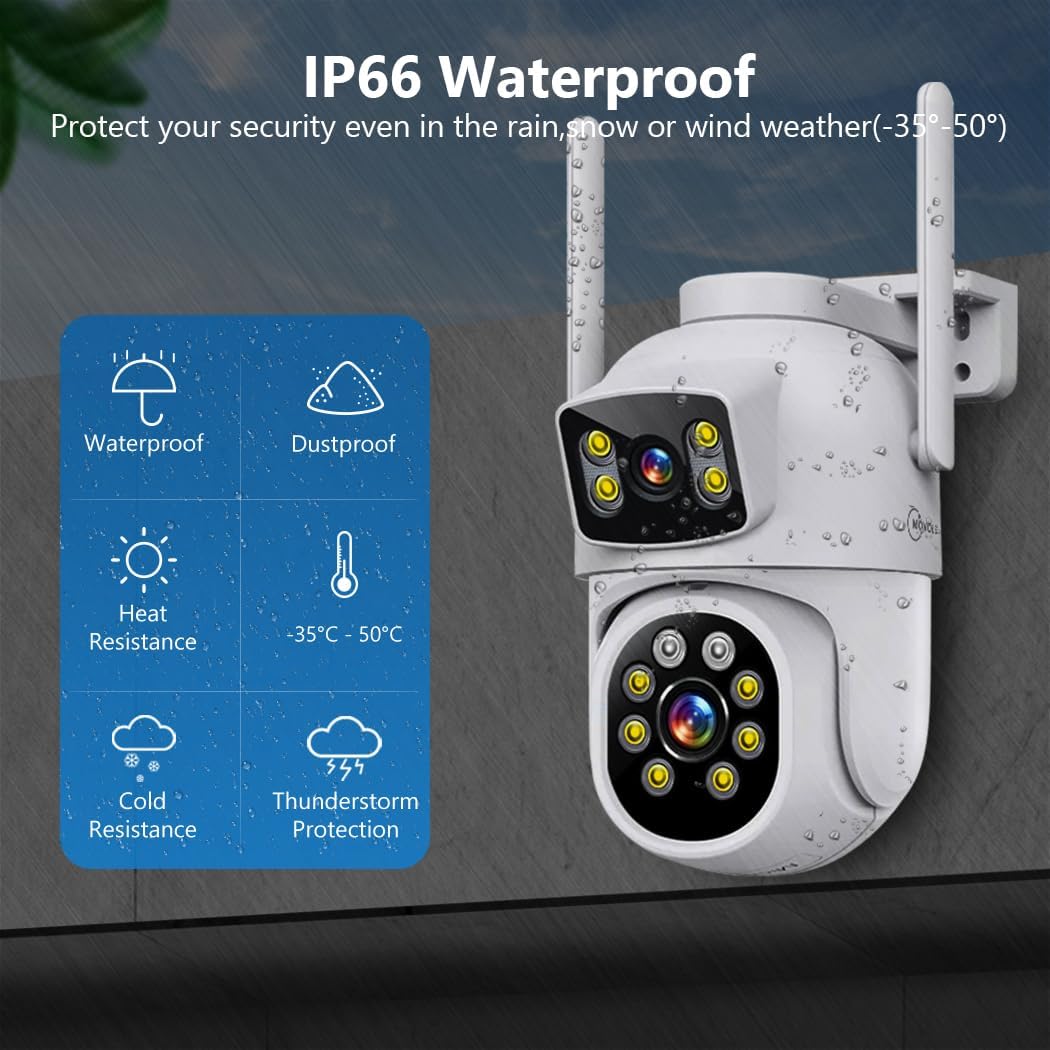 MOVOLS Wireless Security Camera System 5G/2.4G WiFi 8pcs 4MP+4MP Dual Lens Camera System,2K HD PTZ Dome Cameras System with Color Night Version, Motion Detection,3TB HDD, 16CH