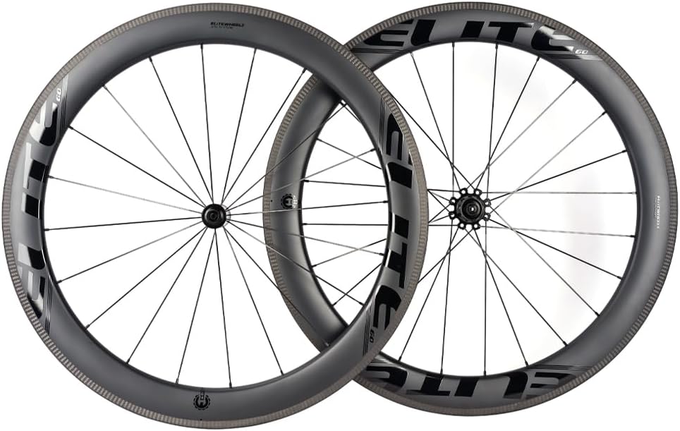 ELITEWHEELS Road Bike Carbon Wheels 700c Clincher 38/50/55/60/82mm Carbon Wheelset Tubeless Ready Cycling Wheel U Shape