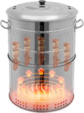 Portable Charcoal BBQ Grill, 26 Inch 360° Rotating Hanging Grill with Oil-Carbon Separation, Smokeless Stainless BBQ Grill Barrel for Camping, Garden, Picnic, Outdoor Cooking