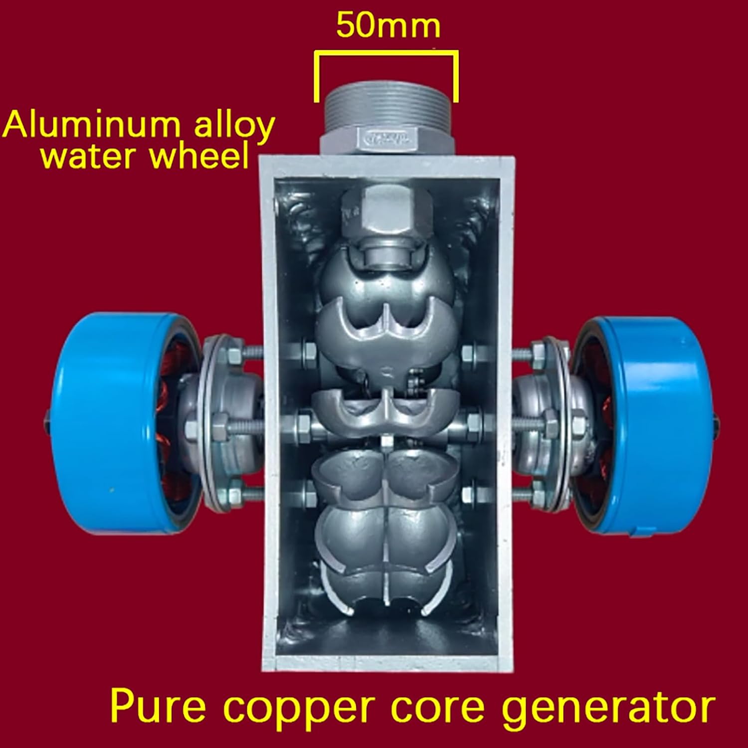 2000W Horizontal Hydroelectric Generator 220V Portable Water Turbine Generator, Aluminum Alloy Shell, High Power Hydroelectric Generator for Home Outdoor Camping,2000w,220V
