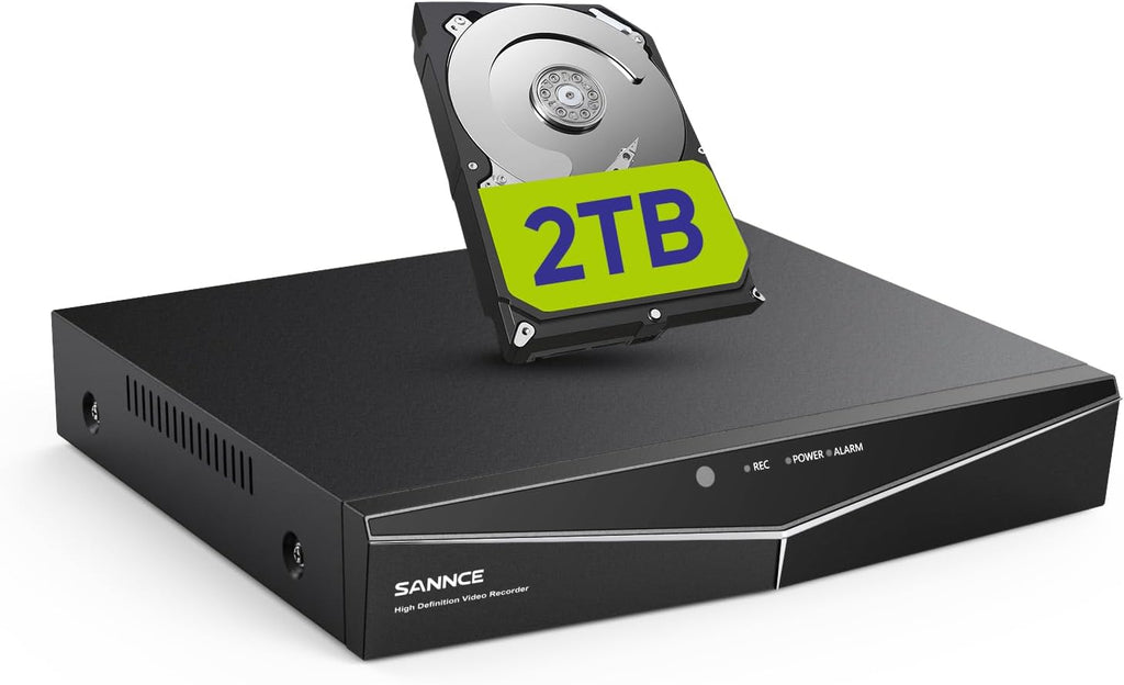 DVR for Security Camera, SANNCE 5MP 8CH CCTV DVR with 2TB Hard Drive, H.264+ Hybrid 5-in-1 Surveillance Recorder for 8CH Analog and 2CH IP Cameras, Remote Access, Motion Detection, 7/24 Recording