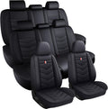 Car Seat Covers 7 Seats for Infiniti QX60 2013-2025, Waterproof Durable Leather Vehicle Cushion Covers, Breathable Full Coverage Seat Protector(Standard,Black)