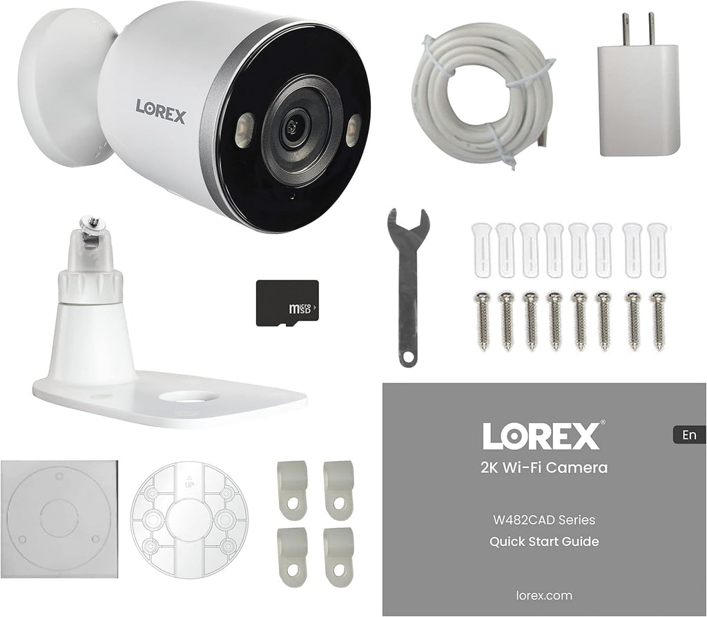 Lorex 2K Indoor/Outdoor Spotlight Camera | No Monthly Fees | 32GB MicroSD Included | Color Night Vision | 2-Way Talk | Person, Vehicle, & Animal Detection | IP65 Weatherproof | White