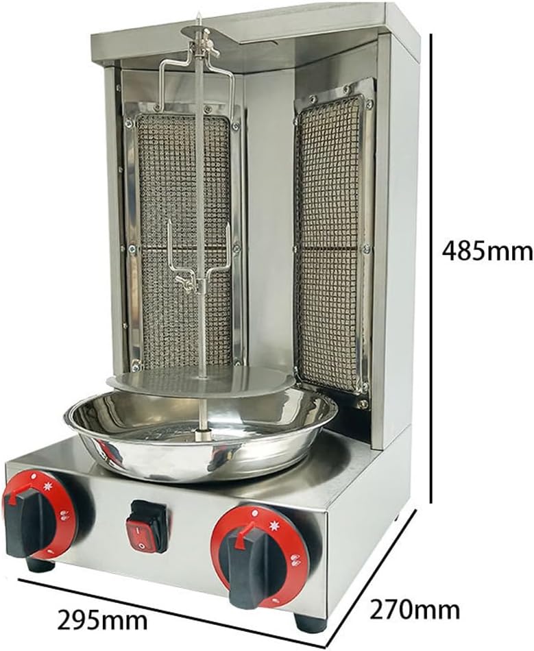 FURLOU Commercial Grill Doner Kebab Machine, Gas Cooker Rotating Roaster Baking Machine, Automatic Rotation Vertical Kebab Grill, Adjustable Fire Power, for Indoor and Outdoor Parties