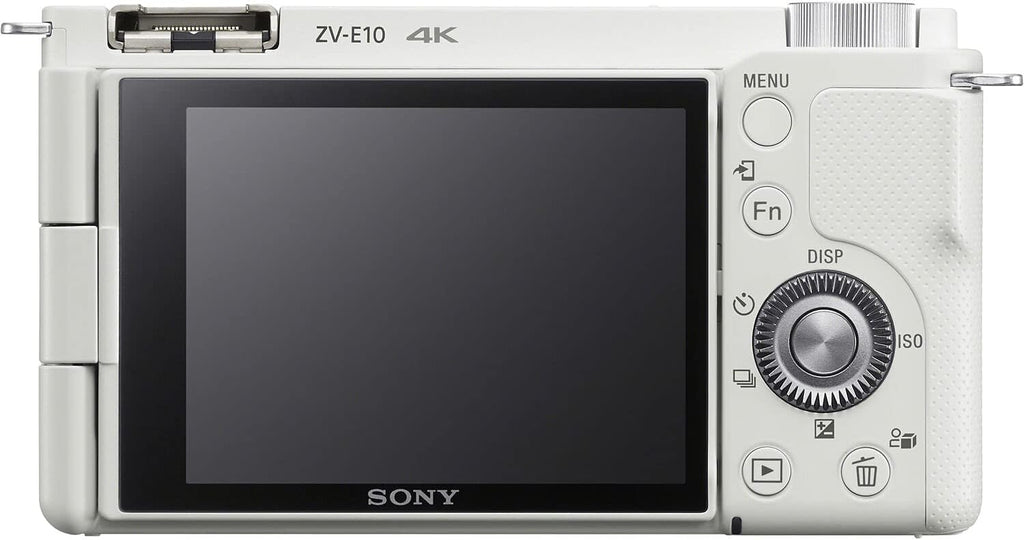 Sony ZV-E10 Mirrorless Camera Kit with 16-50mm II Power Zoom Lens (White) | APS-C Sensor | Compact Creator Tool + 64GB Card + Bag + Card Reader + HDMI Cable + Flex Tripod + Hand Strap + More