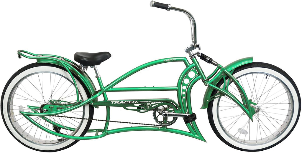 Tracer KRAKER PRO 26 Inch Stretch Chopper Bicycle for Adult,Single Speed Men Lowrider Bike with Oversized Hi-Ten Stretch Steel Frame,Front Wheel 26 * 3.5,Rear Wheel 26 * 4.0 Multiple Colors