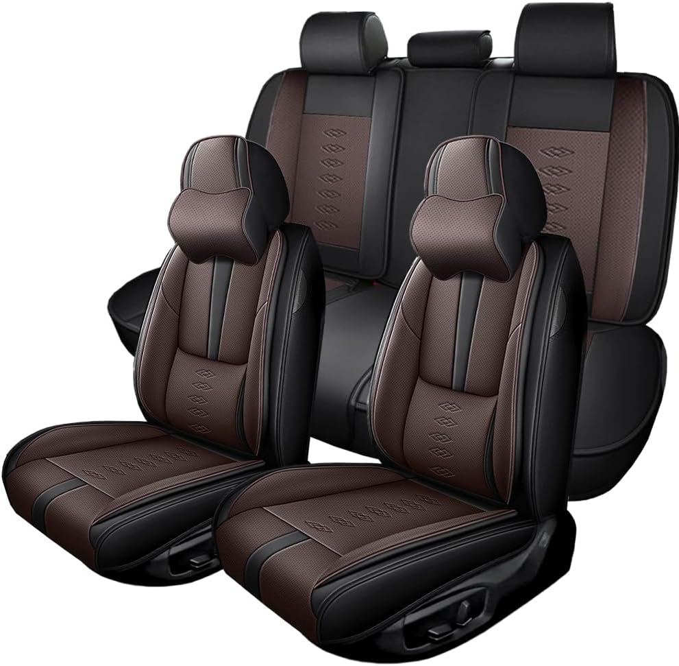 Full Set Seat Covers for Subaru Outback 2000-2024 2025,Leather Car Seat Covers,Soft Interior Accessories Seat Cushion Cover,Waterproof Automobile Seat Protectors for Outback(Black Coffee,Deluxe)