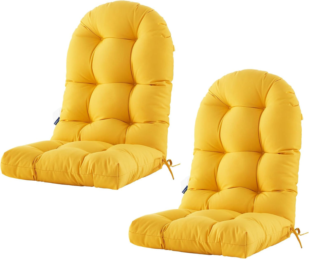 BLISSWALK Outdoor Adirondack Chair Cushions, Set of 2 Solid,Tufted Thick Seat & Round High Back Wicker Chair Cushions for Patio Furniture,48'x21'x4',Yellow