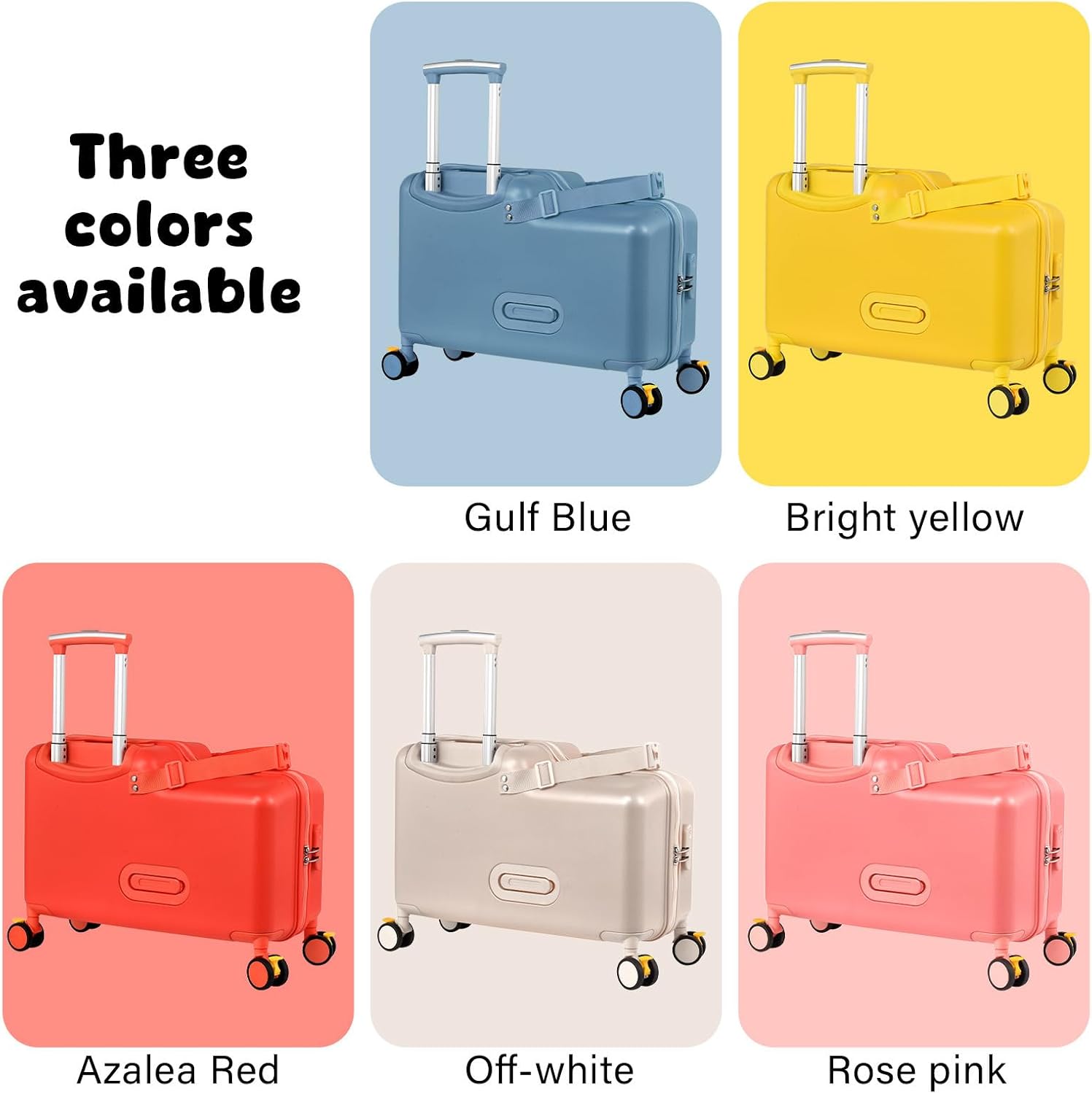 Kids Ride On Suitcase | 20 Inch Kid Carry-On Luggage with Seat, Folding Handlebar & Adjustable Belt | Fun Rideable Travel Case for Boys & Girls, Ideal for Airplane Travel