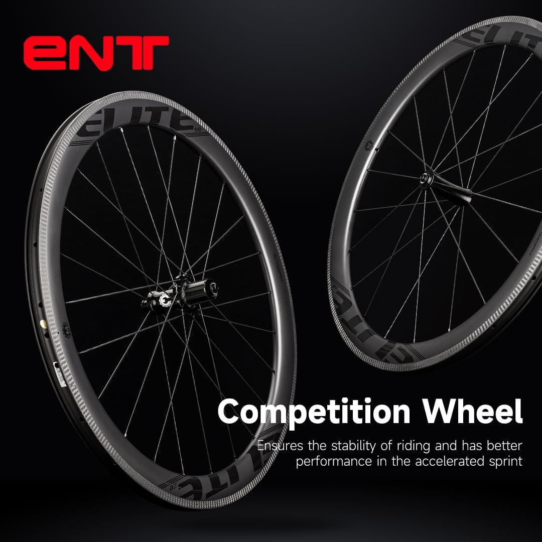 ELITEWHEELS Road Bike Carbon Wheels 700c Clincher 38/50/55/60/82mm Carbon Wheelset Tubeless Ready Cycling Wheel U Shape