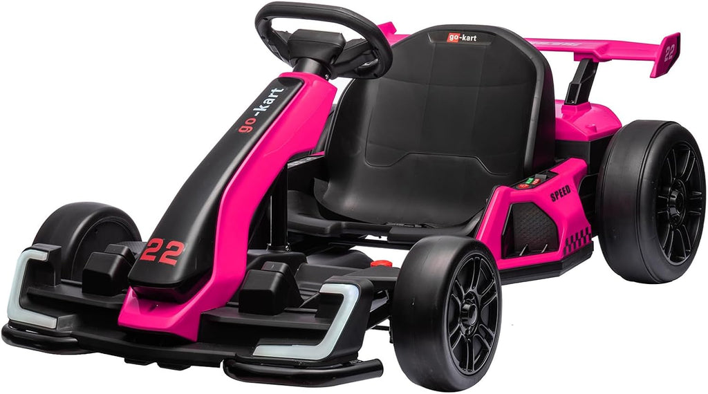 Nasitip 24V Electric Go Kart,300W Powerful Drift Kart for Kids, Electric Pedal Kart,with 300W Strong Motor, Drift/Sport Mode, Big Battery, Eva Tire,Length Adjustmen for Outdoor Racing Toy (Rose)
