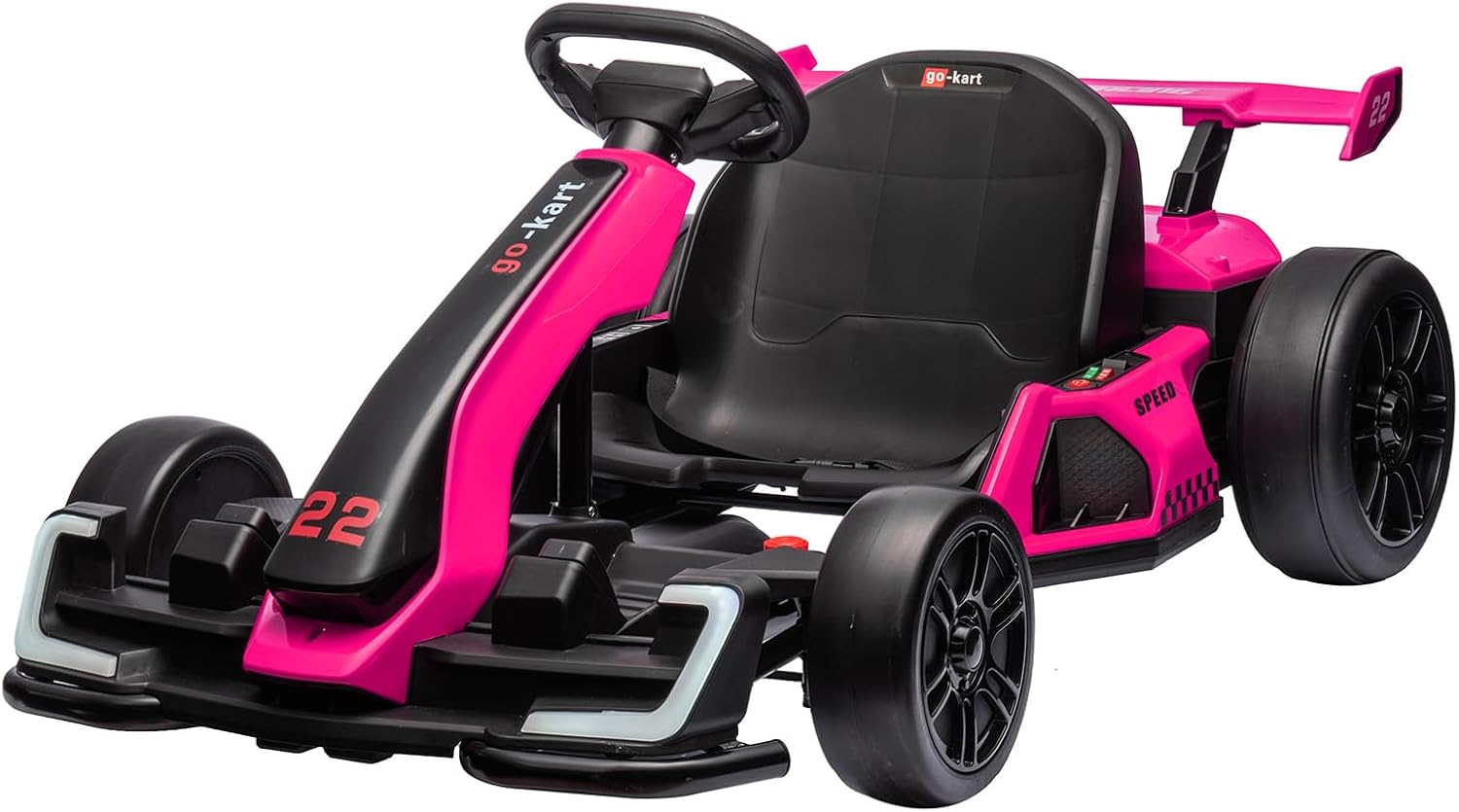 Nasitip 24V Electric Go Kart,300W Powerful Drift Kart for Kids, Electric Pedal Kart,with 300W Strong Motor, Drift/Sport Mode, Big Battery, Eva Tire,Length Adjustmen for Outdoor Racing Toy (Rose)