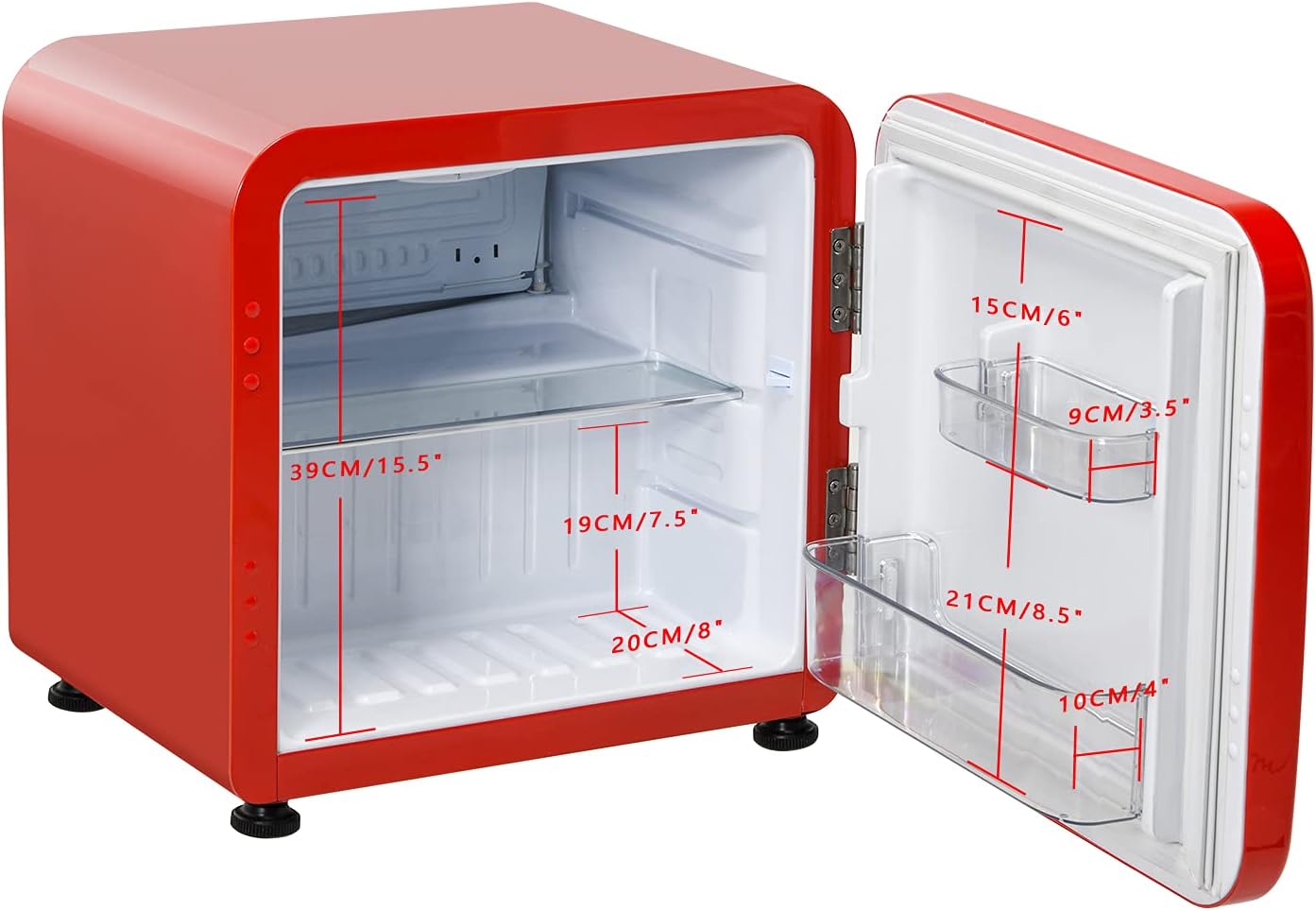 COSTWAY 1.6 Cu.ft Mini Fridge, Compact Refrigerator with Auto Defrost, Single Reversible Door, Adjustable Thermostat for Office, Dorm, Bedroom, Apartment (Red)