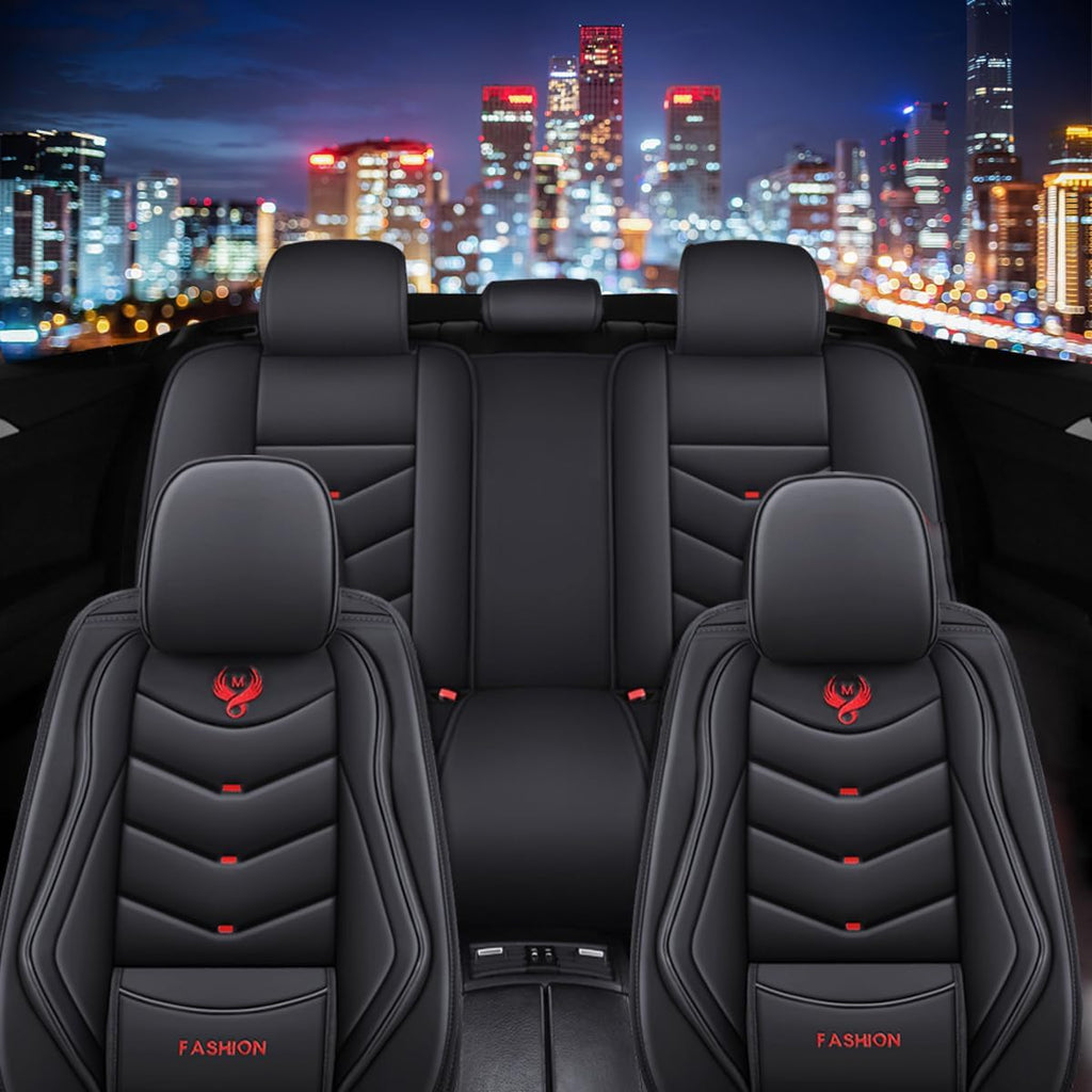 Car Seat Covers Full Set for Hyundai Accent 2018-2022 Leather Seat Covers, Waterproof Non-Slip Breathable Wear Seat Cover, Car Seat Protector Adapted Airbags（Standard, Black）