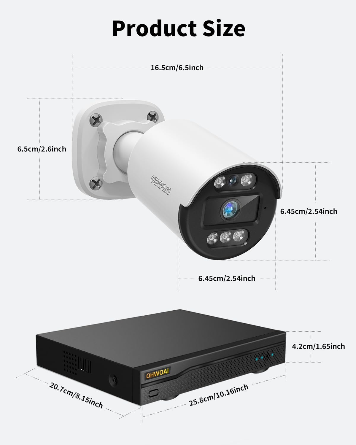 《All-in-One DVR & 80FT Night Vision》Outdoor Wired Security Camera System,CCTV Cameras Outside, Home Video Surveillance Systems