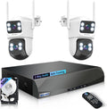 【2-Way Audio & Auto Tracking】 4MP PTZ Security Cameras Wireless Outdoor, Wireless Cameras for Home Security, Home Video Security Cameras System, Surveillance DVR Kits