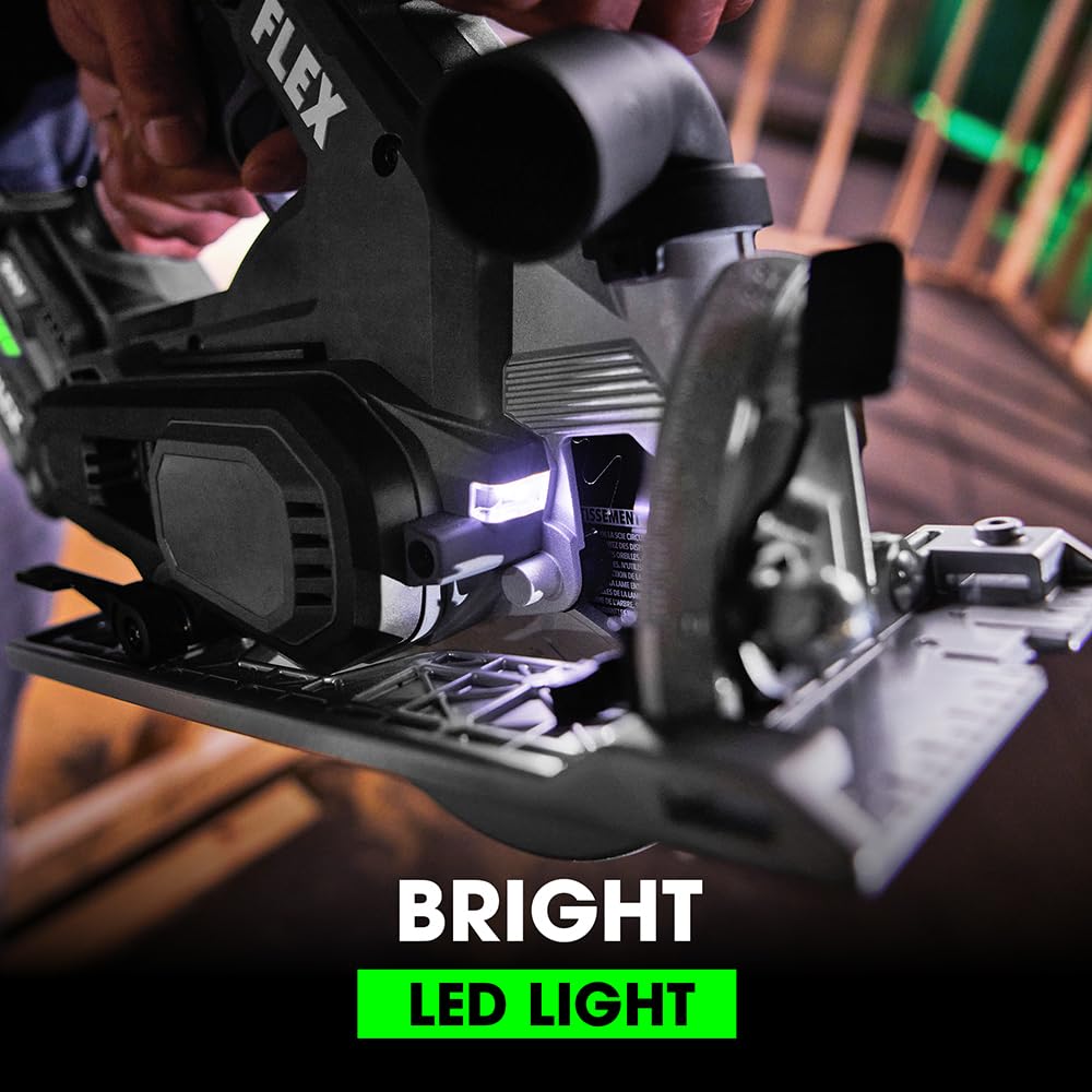 FLEX 24V Brushless Cordless 6-1/2-Inch In-Line Circular Saw Kit with 5.0Ah Lithium Battery and 160W Fast Charger - FX2131A-1C