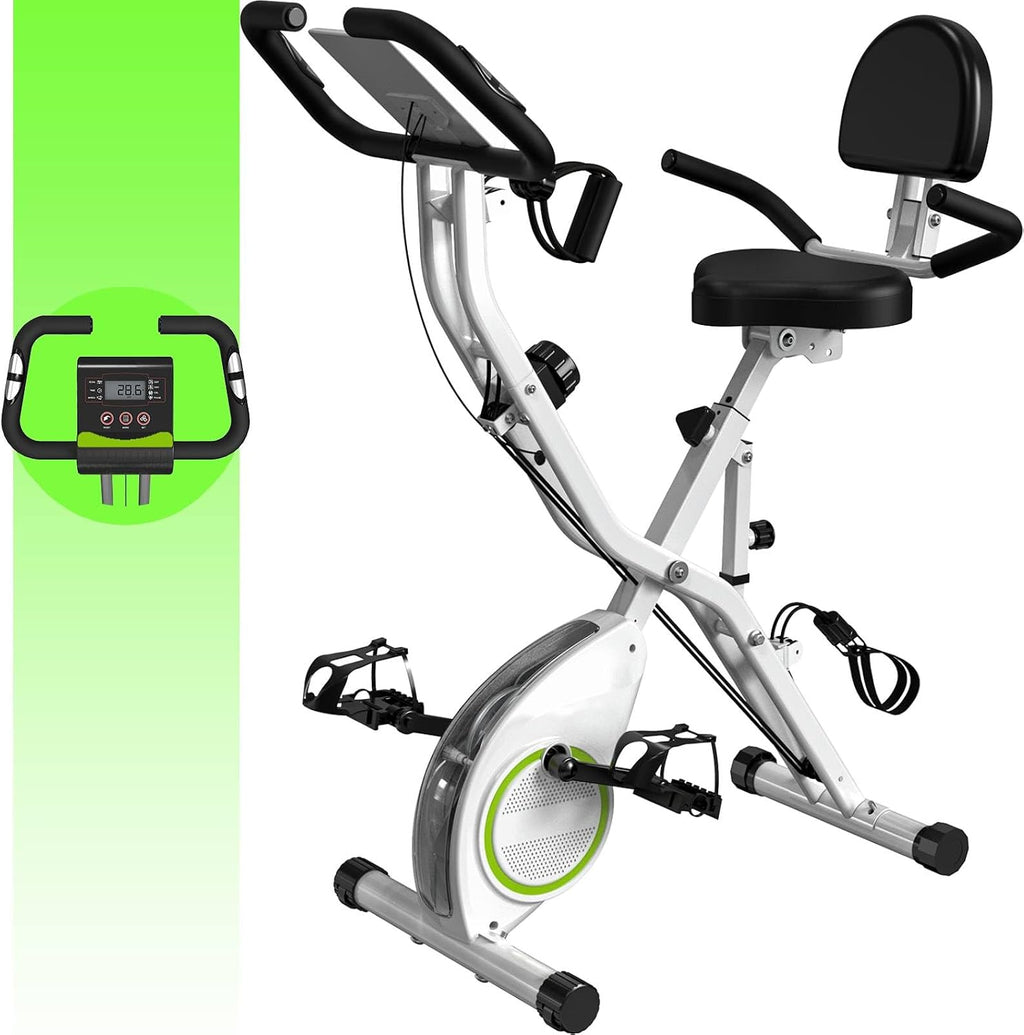 Indoor Exercise Bike Stationary Bikes for Home with 16-Level Magnetic Resistance, Lightweight Foldable Cycling Bike with 70% Pre-Assembled, 260 LBS Capacity, Flywheel of 5.5 LBS for Quiet Home Workout