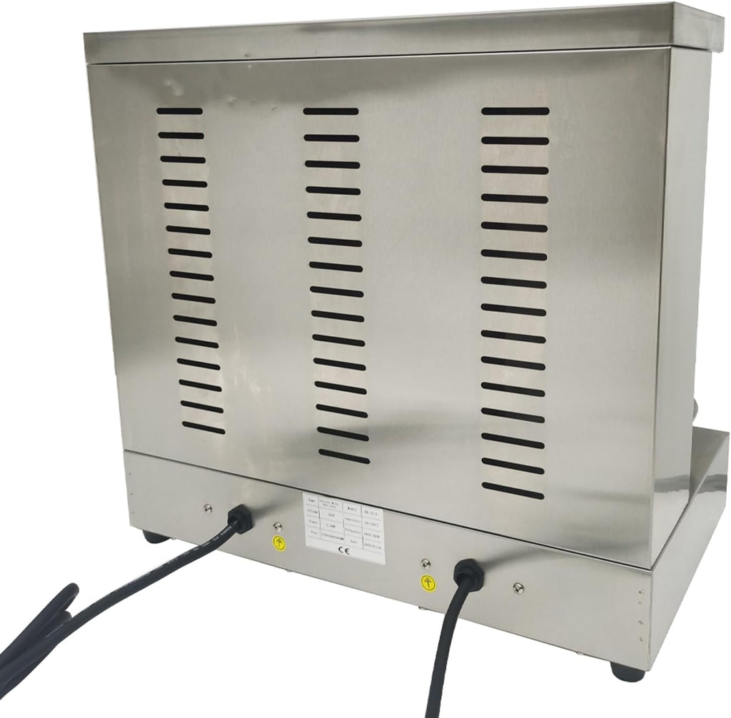 Electric Barbecue Shawarma Gyro Grill 3 Burners Commercial Stainless Steel Vertical Broiler Kebab Machine Adjustable Temperature with Meat Catch Pan and Rotating Doner for Restaurant Kitchen