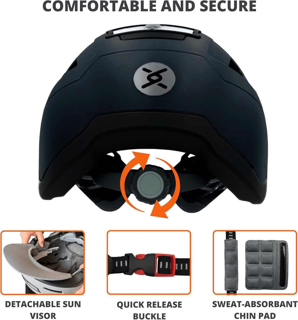 XNITO Bike Helmet with LED Lights - Urban Bicycle Helmet for Adults, Men & Women - CPSC & NTA-8776 Dual Certified - Class 3 E-Bikes, Scooters, Onewheel, Commuter, Mountain