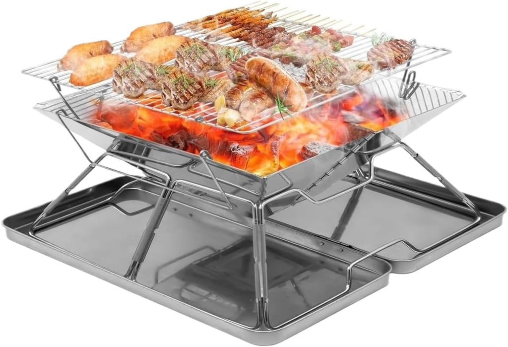 Portable Charcoal Grill Stainless Steel Barbeque Grill Portable Camping Grill for Backpacking Hiking Travel Picnic BBQ Grill for Outdoor