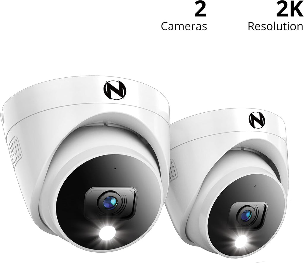 Night Owl Add On Wired 2K HD Indoor/Outdoor Deterrence Dome Cameras with 2-Way Audio (2-Pack) (Requires Compatible DVR - Sold Separately)