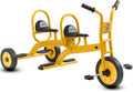 Kids Tricycle for Toddler Ages 3+, Preschool Kids Trike Bike with Non-Slip Pedal and Airless Rubber Wheels, Outdoor Playground Daycare Kid's Balance Bike, Gift for Boys and Girls (Tandem-Yellow)
