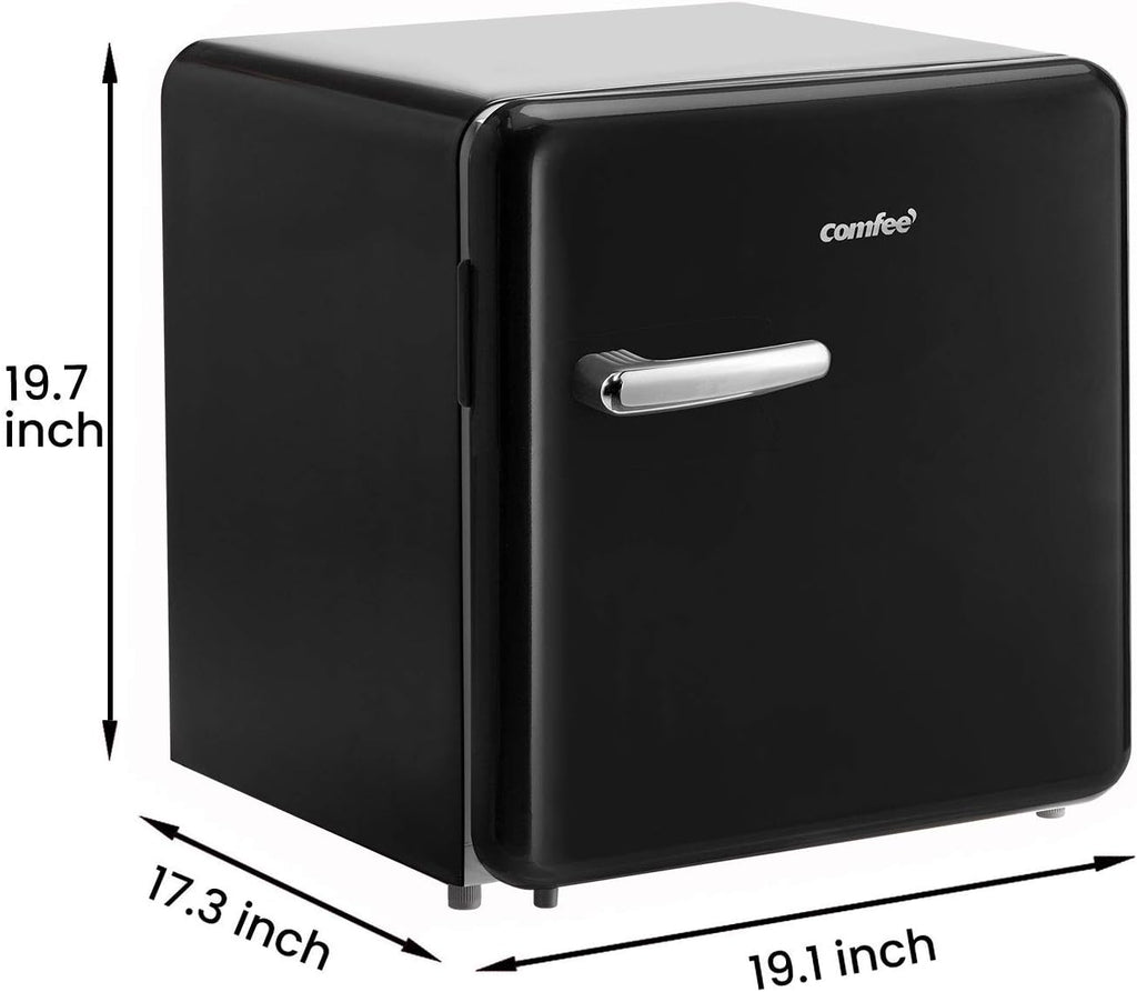 COMFEE' 1.6 Cubic Feet Solo Series Retro Refrigerator Sleek Appearance HIPS Interior, Energy Saving, Adjustable Legs, Temperature Thermostat Dial, Removable Shelf, Perfect for Home/Dorm/Garage [black]