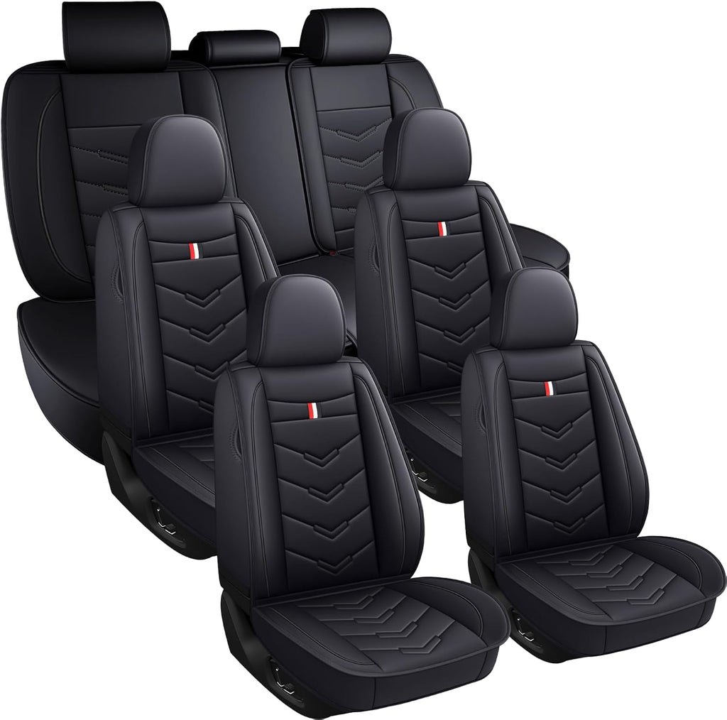 Car Seat Covers 6 Seats for Infiniti QX60 2013-2025, Waterproof Durable Leather Vehicle Cushion Covers, Breathable Full Coverage Seat Protector(Standard,Black)