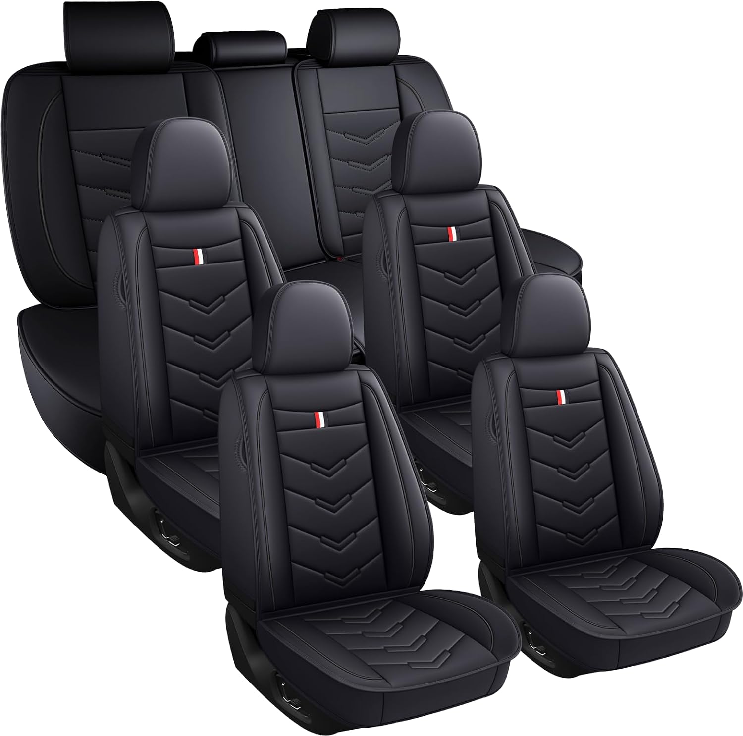 Car Seat Covers 6 Seats for Infiniti QX60 2013-2025, Waterproof Durable Leather Vehicle Cushion Covers, Breathable Full Coverage Seat Protector(Standard,Black)