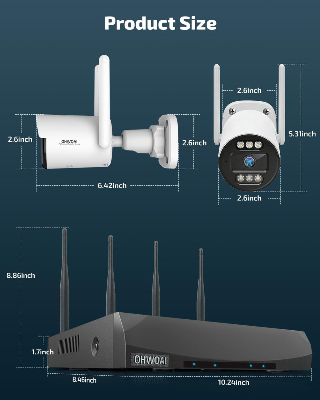 《130°Wide Angle & Two-Way Audio》Wireless Security Camera System Outdoor, WiFi Cameras Systems,Video Surveillance DVR Kits