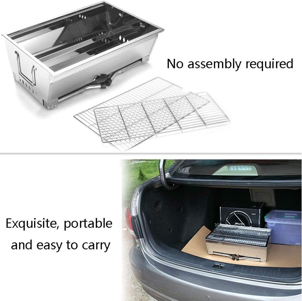 IRYZE Portable Charcoal Grill Portable Stainless Steel Folding Grill Fold Barbecue Charcoal Grill Stove Shish Kebab BBQ Patio Camping BBQ Grill for Outdoor