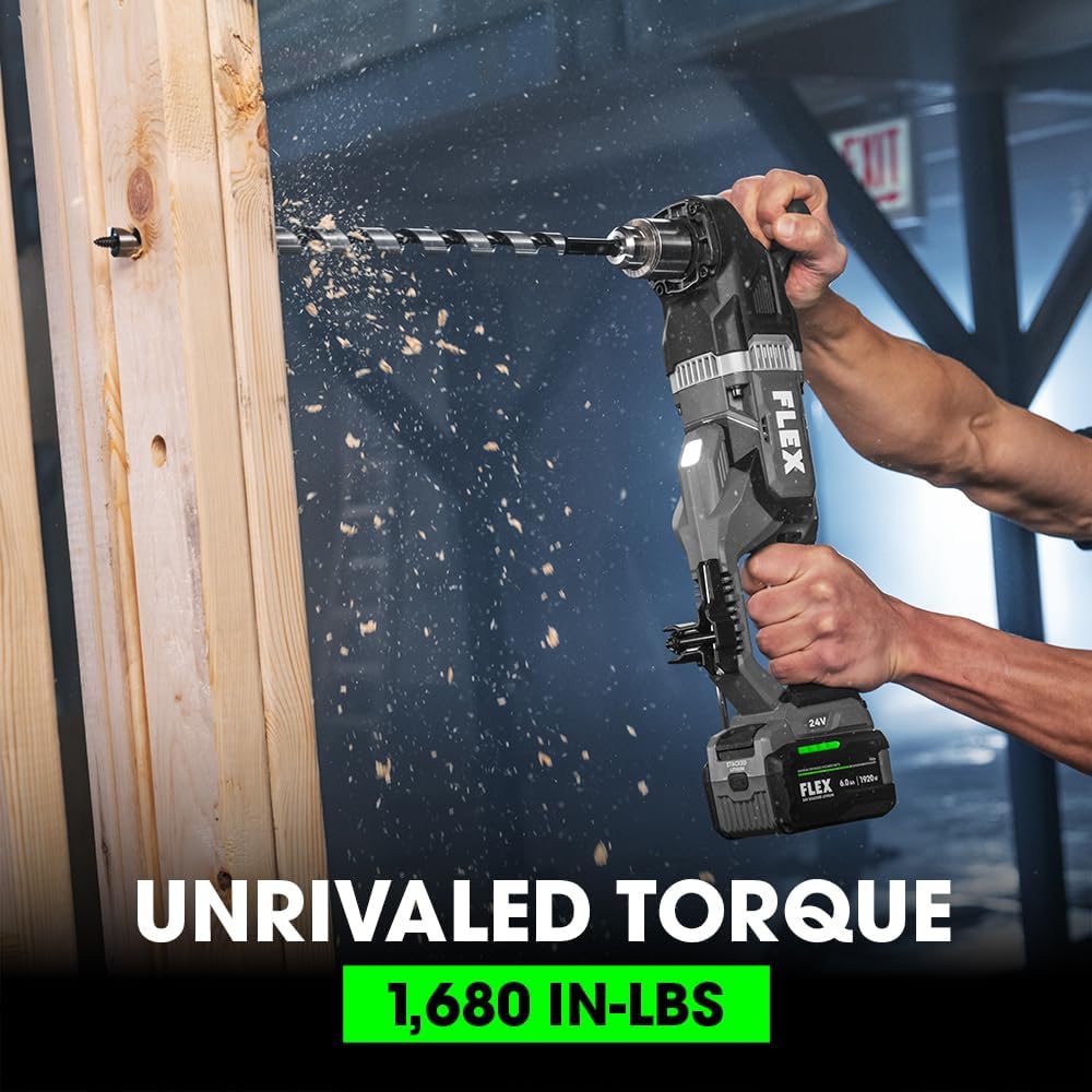 FLEX 24V Brushless Cordless 1/2-Inch 1,680 In-Lbs Torque Compact Right Angle Drill Driver Tool Only, Battery and Charger Not Included - FX1671-Z