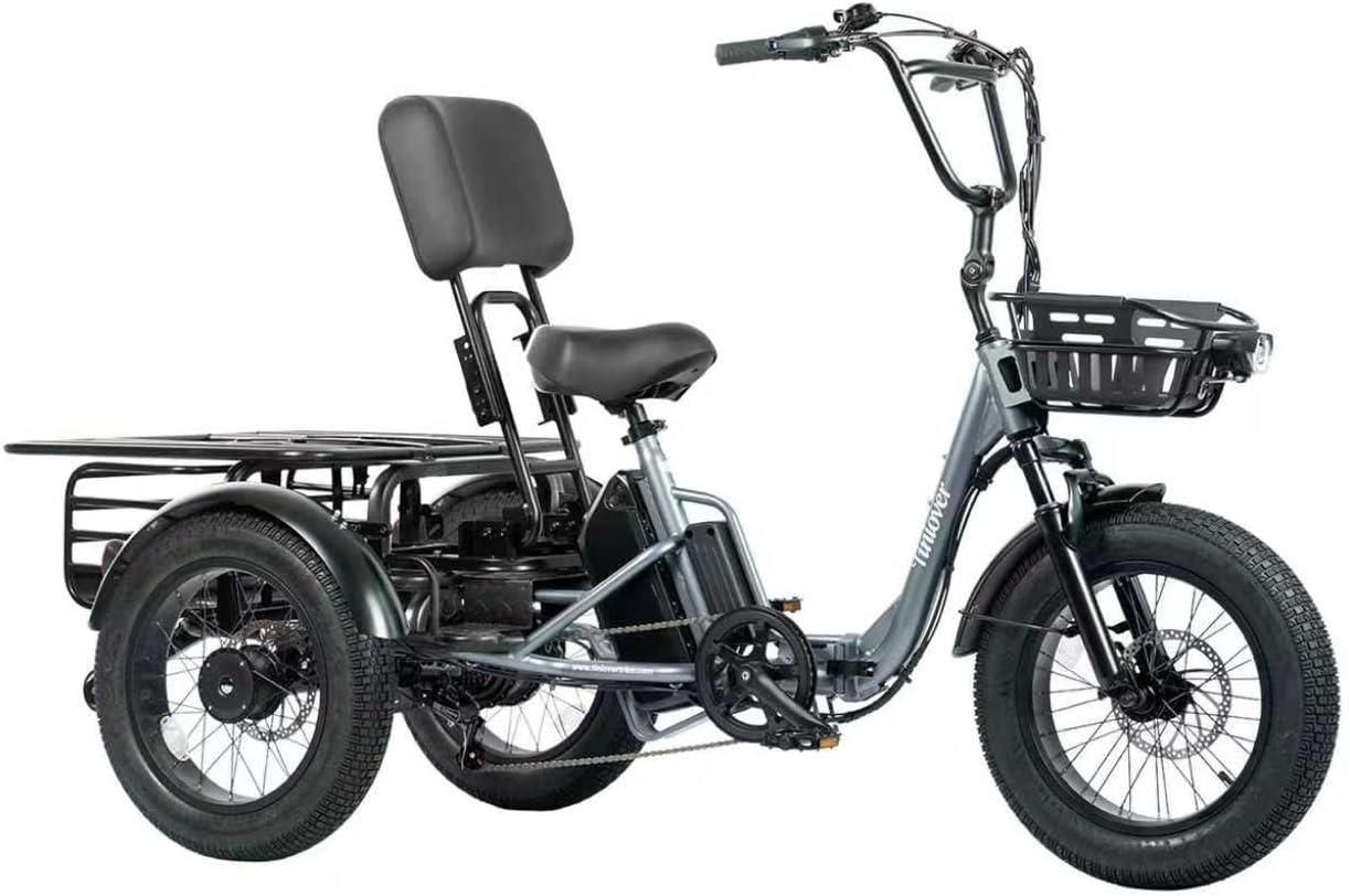 Folding Electric Tricycle for Adults 2 Seater, 20MPH 100 Miles 4' Wide Fat Tire Electric Trike, 3 Wheel Electric Bike 1200W, 48V 20AH Battery, 550LBS Load, Reverse, Parking, Differential, UL Certified