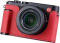 Camera Half Case for Leica D-LUX 8, Vintage Metal Genuine Leather Instant Camera Protective Cases Stylish Portable Shockproof (Red)