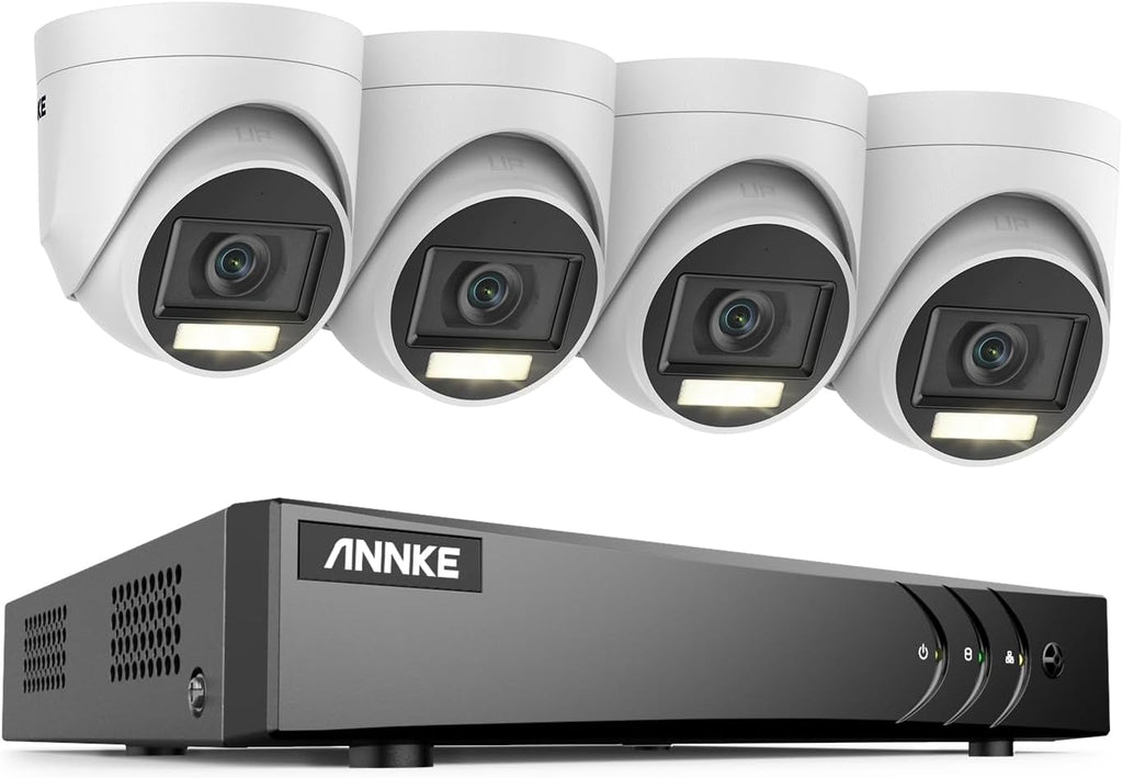 ANNKE 16CH Security Camera System, 5-in-1 3K Lite DVR Recorder with AI Human/Vehicle Detection, 4X 3K Wired IP67 Waterproof CCTV Outdoor Cameras with Smart Dual Light, One-Way Audio for Home, NO HDD