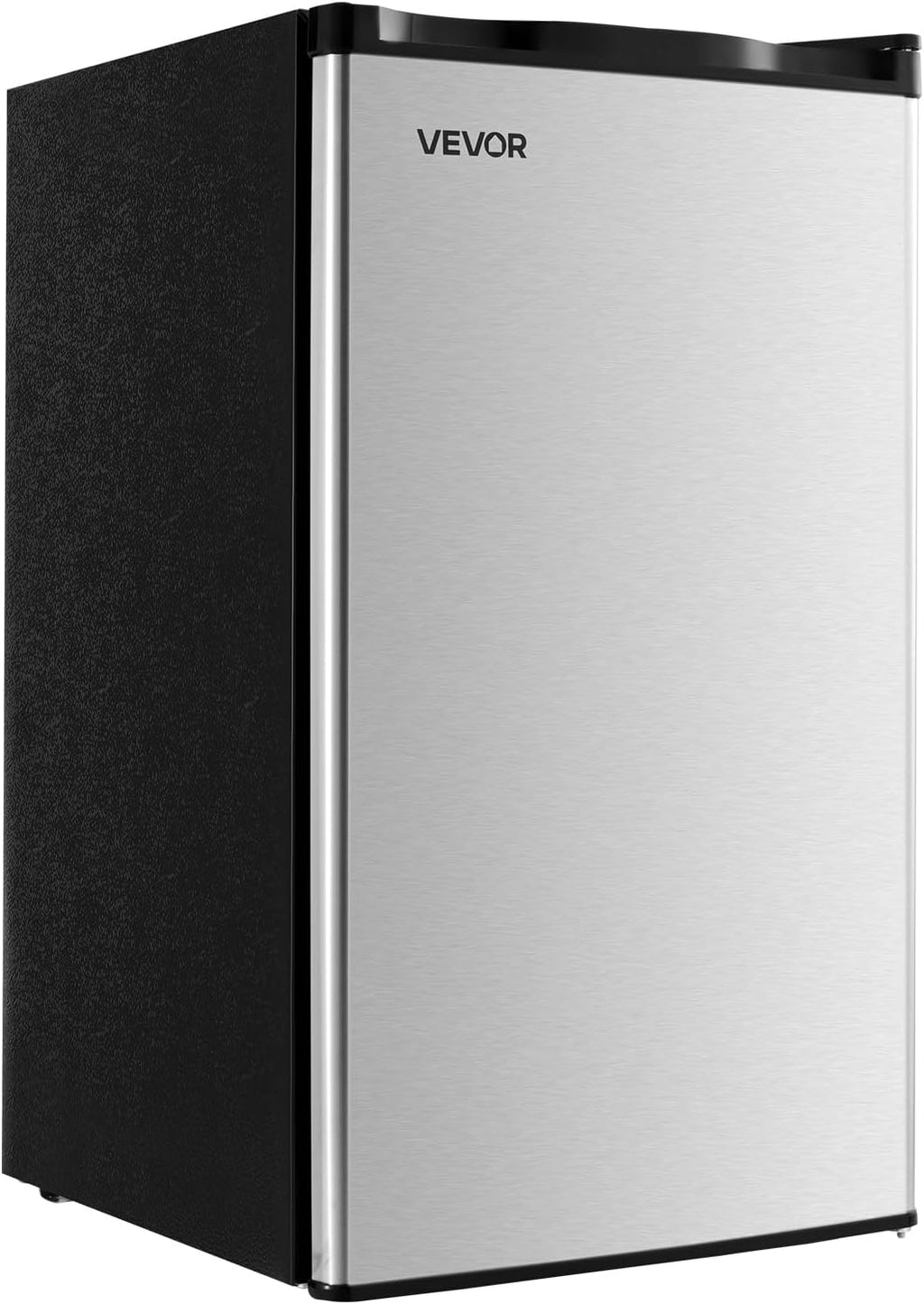 VEVOR 3.2 Cu.Ft Mini Fridge with Freezer, Single Door Compact Refrigerator with Micron Freezer Zone, 7-Mode Adjustable Temp, Energy Efficient Dorm Fridge, Reversible Door, Low Noise, Brushed Steel