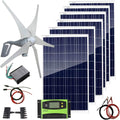 1000 Watts Solar Panel Wind Turbine Hybrid Kit: 6 pcs 100W Solar Panel +400W Wind Turbine Generator for Home House 12V 24V Battery