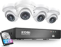 ZOSI 8CH 4K PoE Security Camera System with 2TB Hard Drive,4pcs 3K 5MP Outdoor Indoor PoE IP Dome Cameras,Night Vision,Motion Alert,Remote Access,8 Ports 16CH 8MP NVR Recorder for Home 24/7 Recording