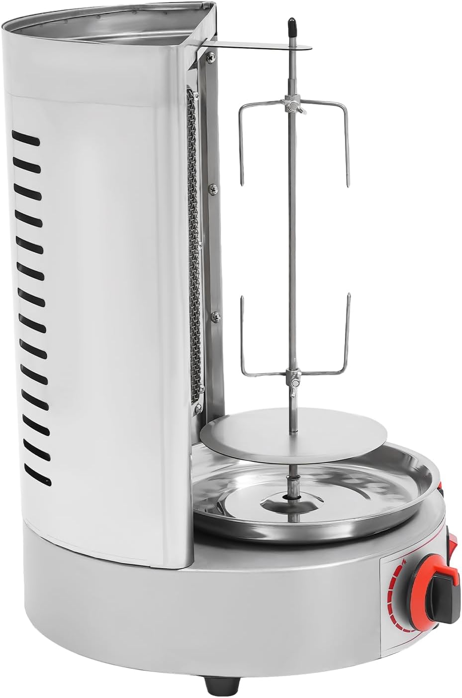 Countertop Shawarma Machine 110V 3000W Gas Vertical Shawarma Machine 360°Rotating Gyro Grill with 2 Burners Stainless Steel Shawarma Machine for Commercial Home Restaurant Kitchen
