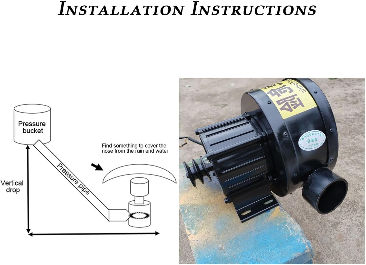 600W 220V Hydro Generator, Portable Impact Hydroelectric Generator, Pure Copper Windings High Power Water Generation 63 Mm Inlet Small Home Off-Grid Power