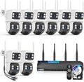 【2-Way Audio & Auto Tracking】 4MP PTZ Security Cameras Wireless Outdoor, Wireless Outdoor Security Camera System, Home WiFi Video Surveillance DVR Kits
