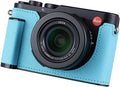 Camera Half Case for Leica D-LUX 8, Vintage Metal Genuine Leather Instant Camera Protective Cases Stylish Portable Shockproof (Blue S)
